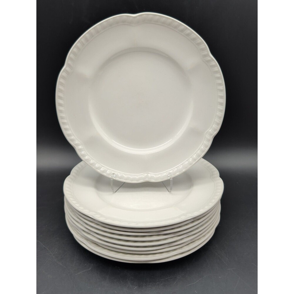 10 Johnson Brothers Old English White Salad Plates 8" Scalloped Rope Rim